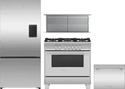 4 Piece Package Includes Refrigerator, Range, Hood And Dishwasher